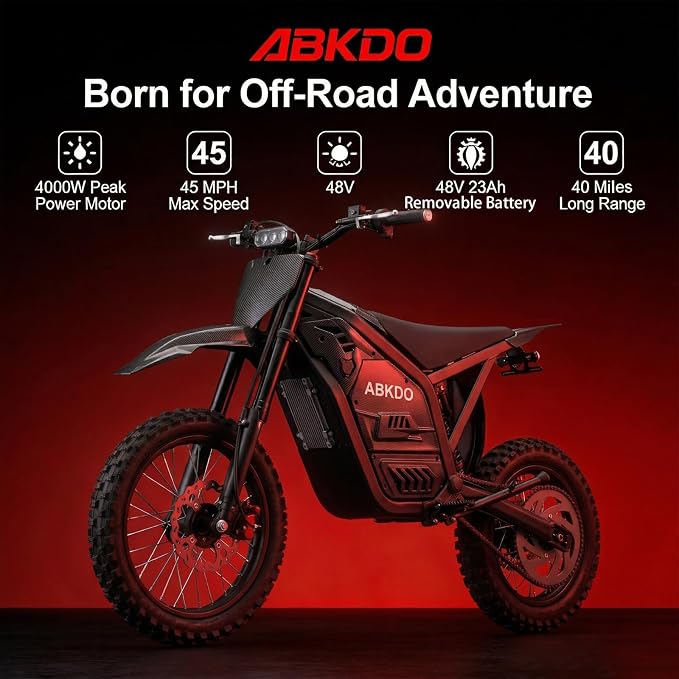Electric Dirt Bike for Teens Adults, 4000W Motor, 48V Battery，45MPH